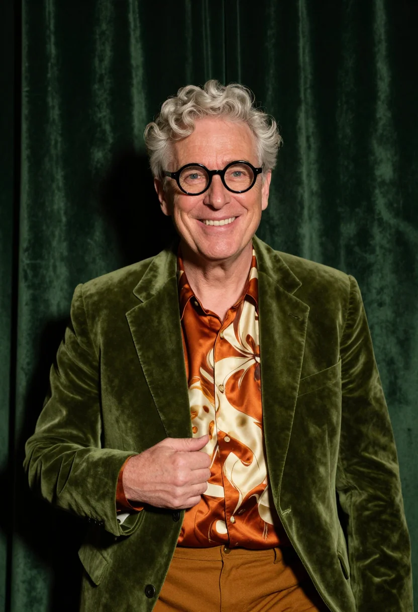 AI jeff goldblum prada grandpa palette sample — portrait of a man, an Irish-American man in his late fifties