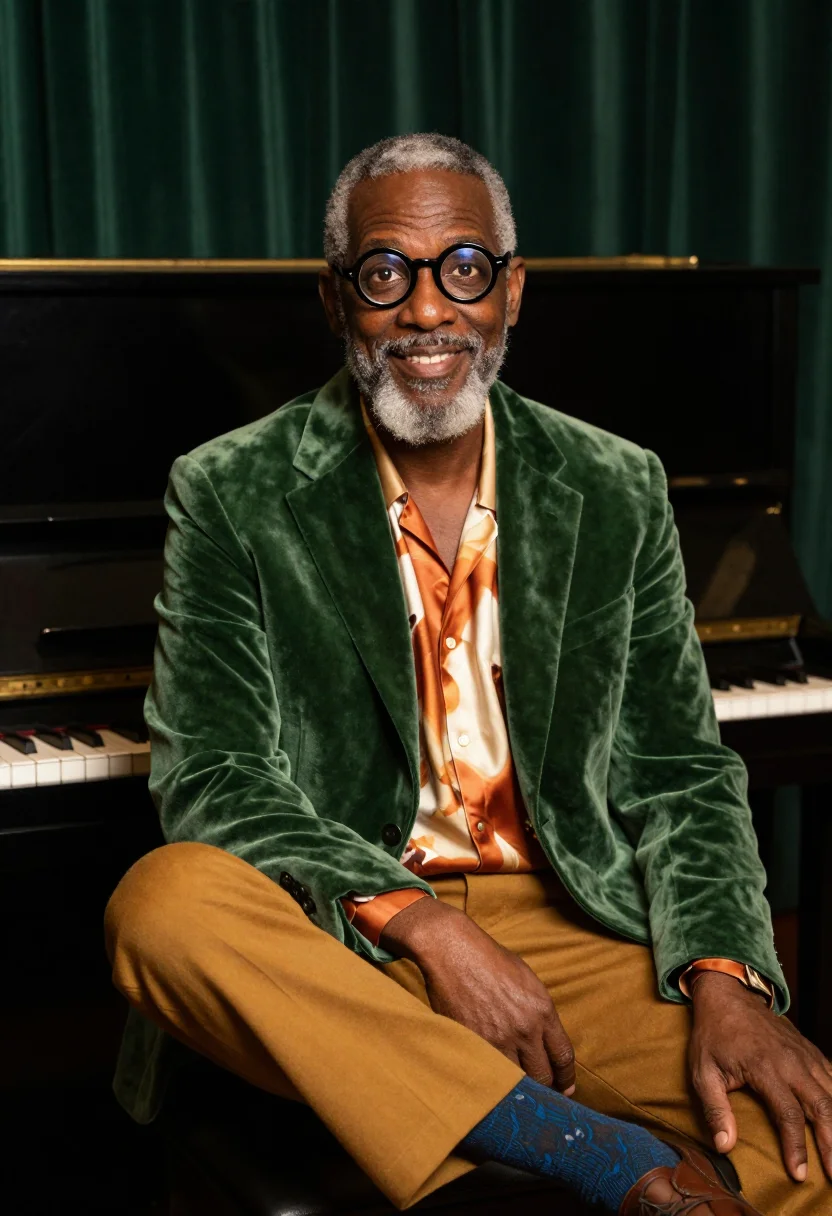 AI jeff goldblum prada grandpa palette sample — portrait of a man, a Black American man in his early sixties