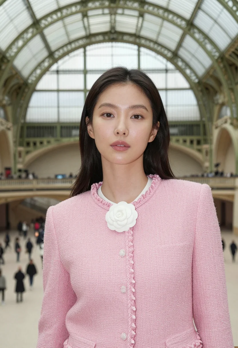 AI jennie chanel sample — photograph of a woman, shoulders-up portrait of a Korean wom