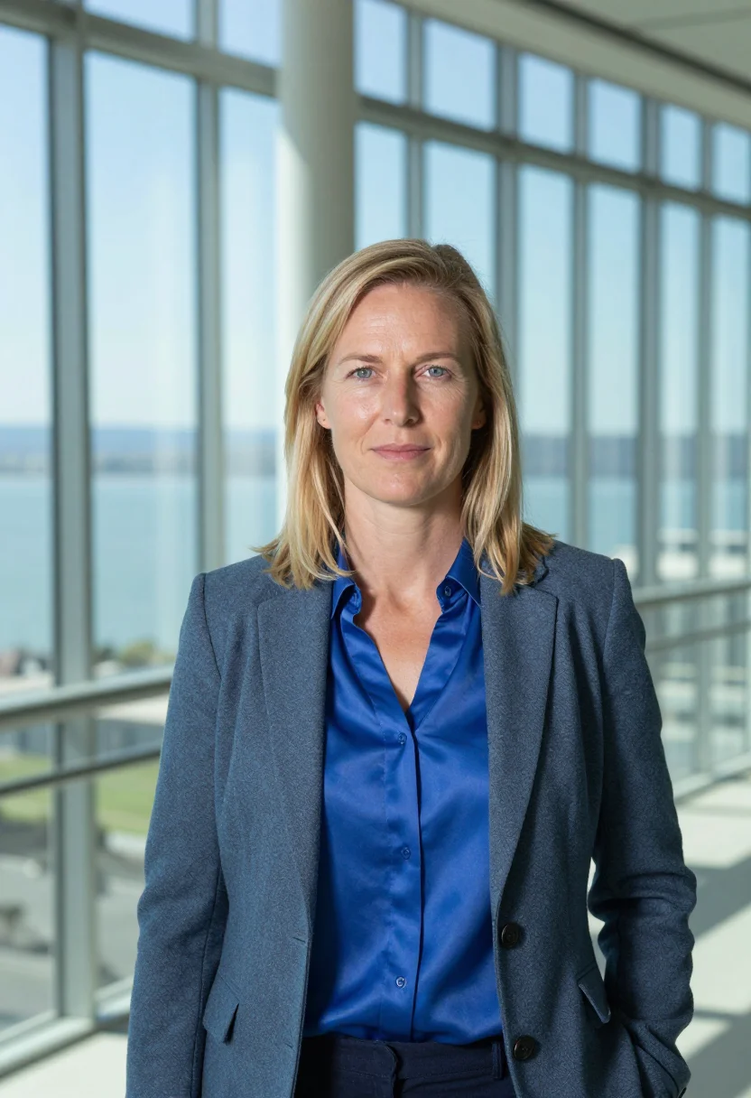 AI jennifer doudna berkeley innovative genomics may blue sample — portrait of a woman, a Danish scientist in her late forties