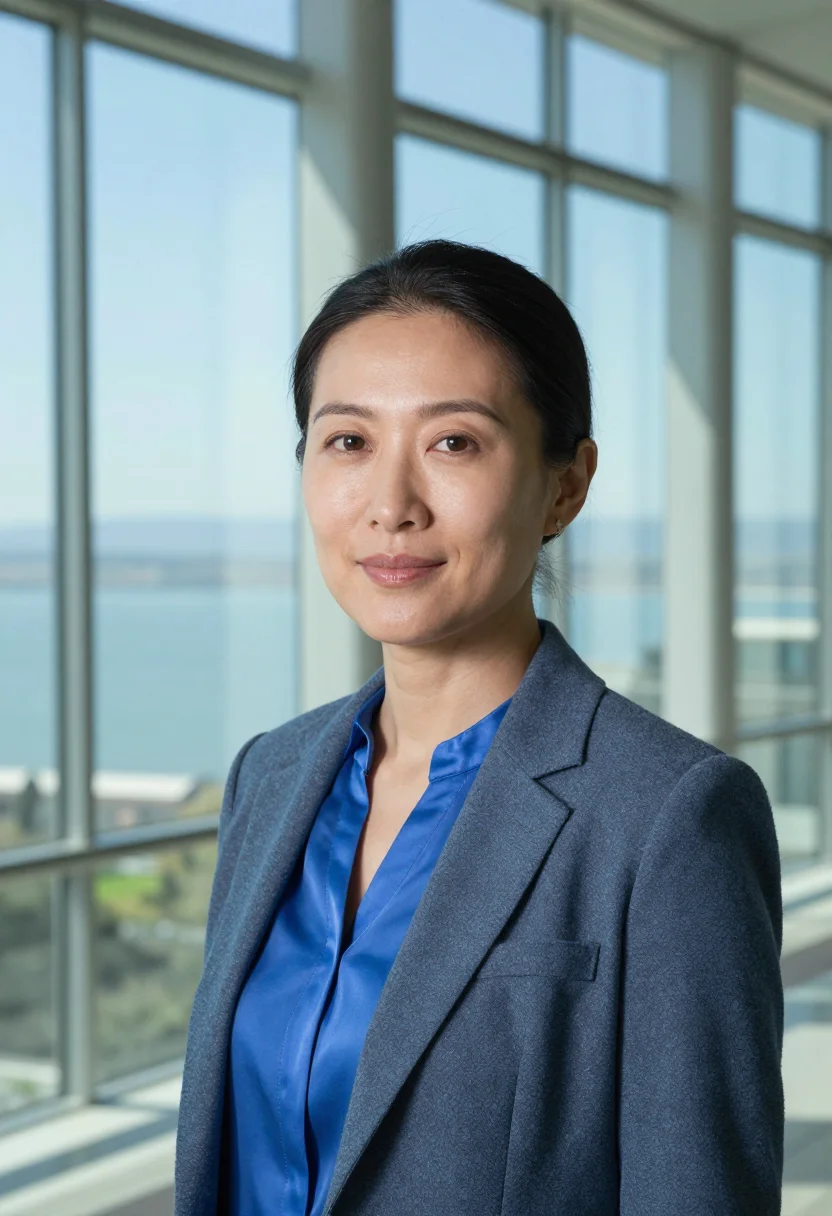 AI jennifer doudna berkeley innovative genomics may blue sample — portrait of a woman, a Chinese-American scientist in her ear