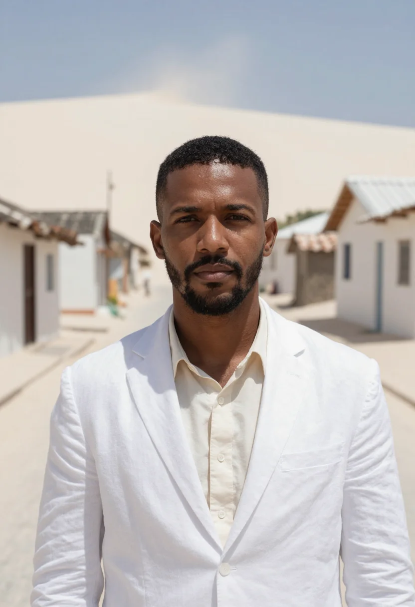 AI jericoacoara dune resort director white sand sample — portrait of a man, a resort director of Afro-Brazilian desce