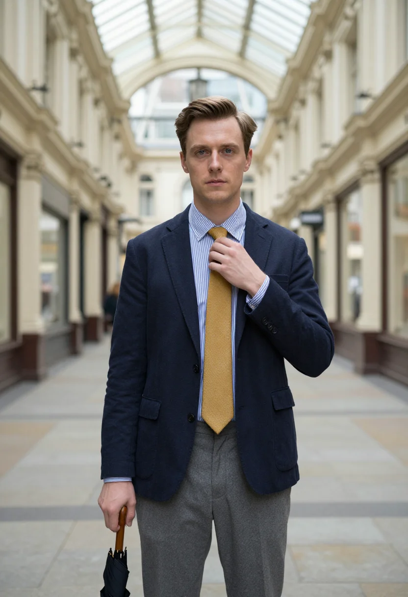 AI jermyn street sample — portrait of a man, half-length portrait of an English man in