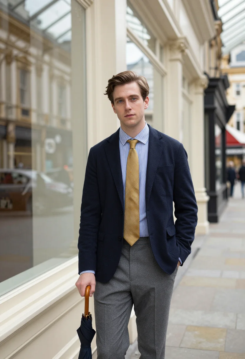 AI jermyn street sample — portrait of a man, three-quarter-length portrait of an Engli