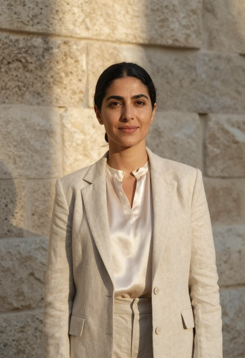AI jerusalem supreme court lawyer stone sample — portrait of a woman, a lawyer in her fifties of Tunisian Jew
