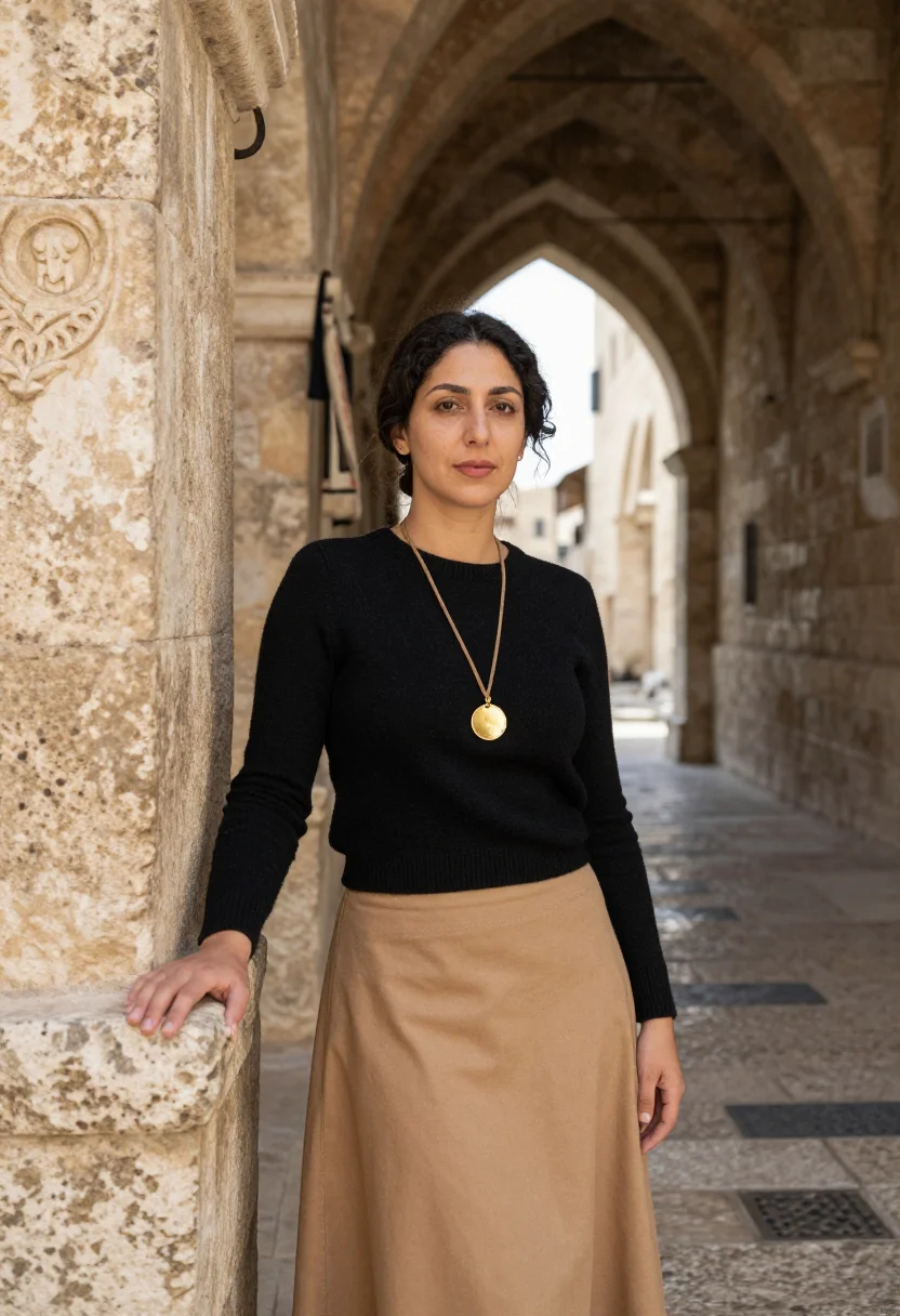 AI jerusalem sample — portrait of a woman, half-length portrait of a Mediterranean