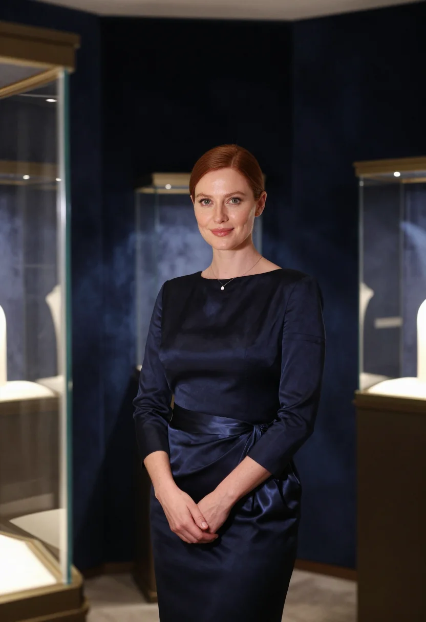 AI jeweller vendome december midnight sample — portrait of a woman, framed half-length, a woman in her thir