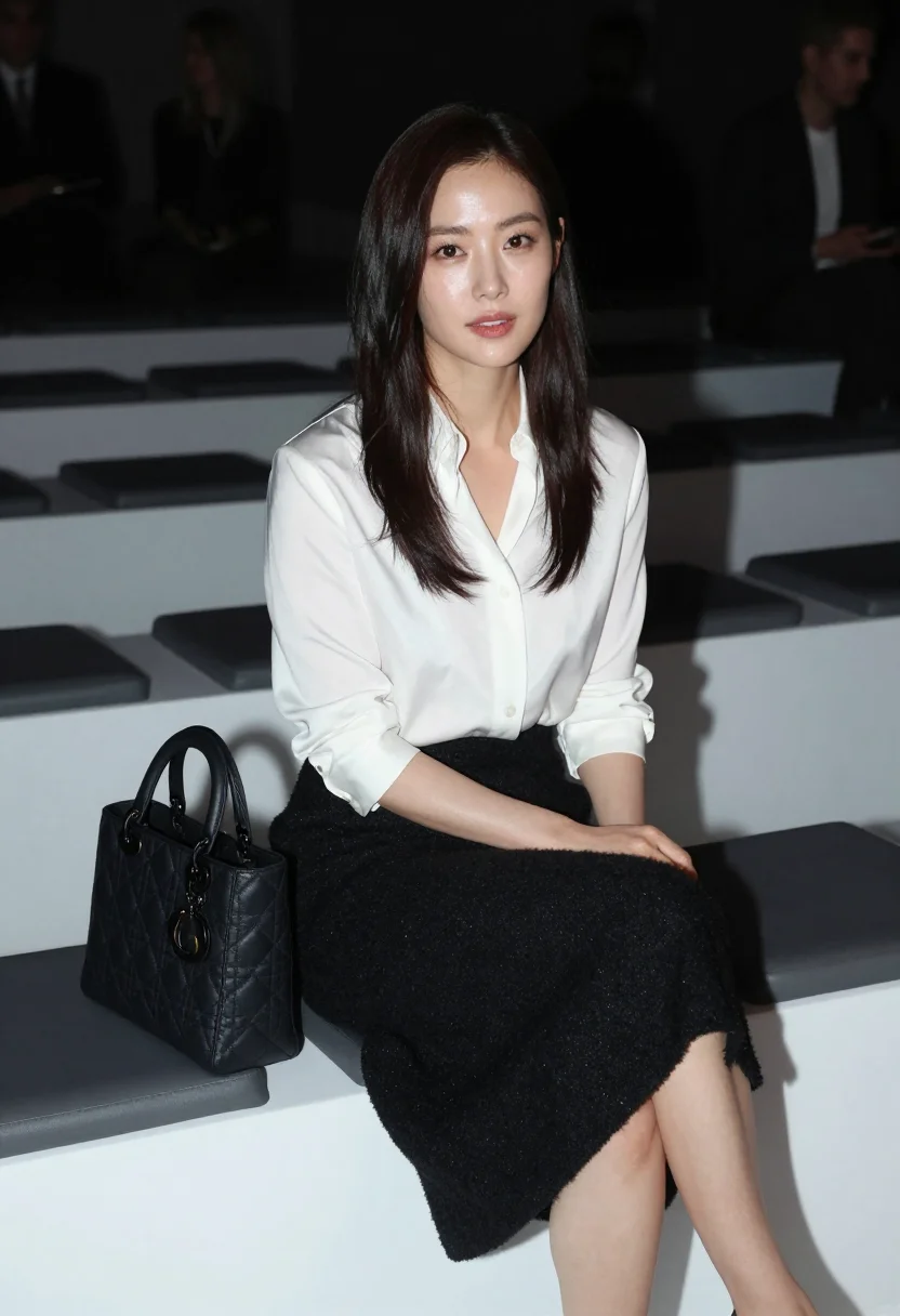 AI jisoo dior sample — portrait of a woman, three-quarter seated portrait of a Kore