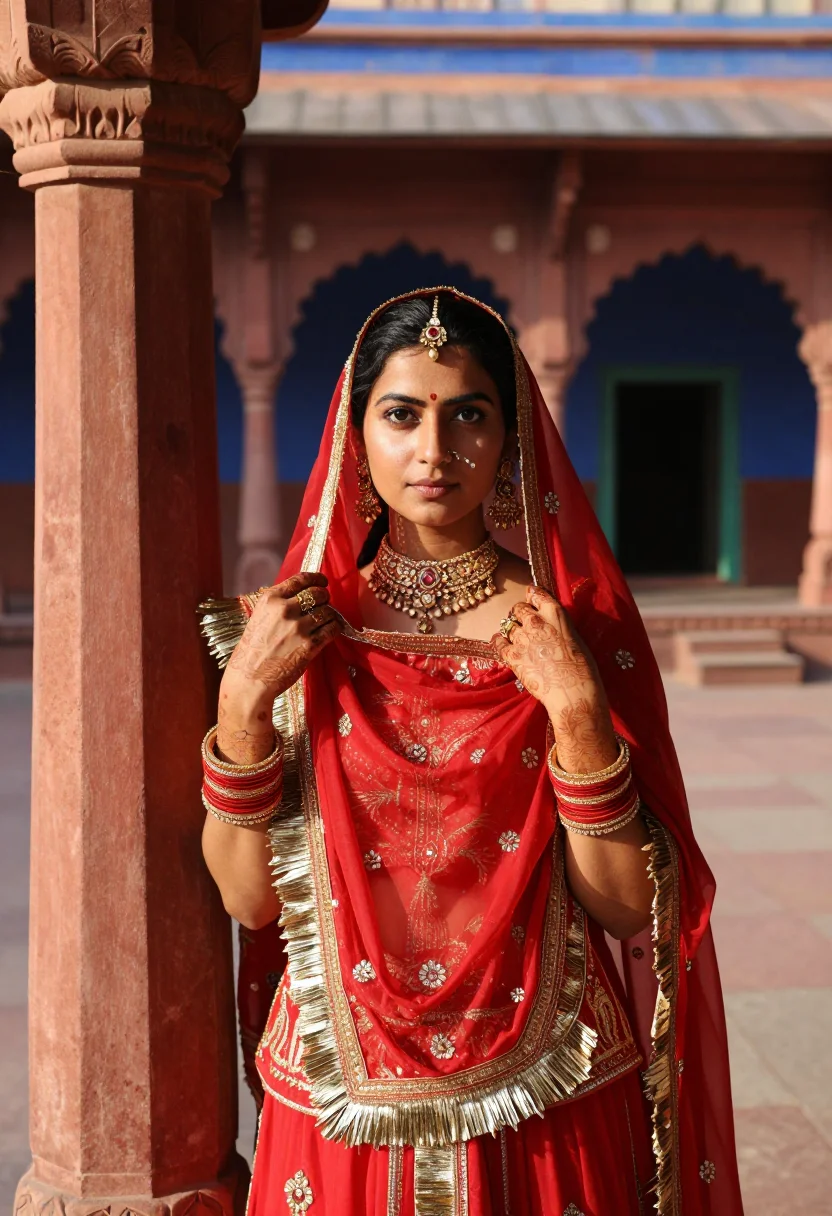 AI jodha bai sample — portrait of a woman, chest-up portrait of a North-Indian wom