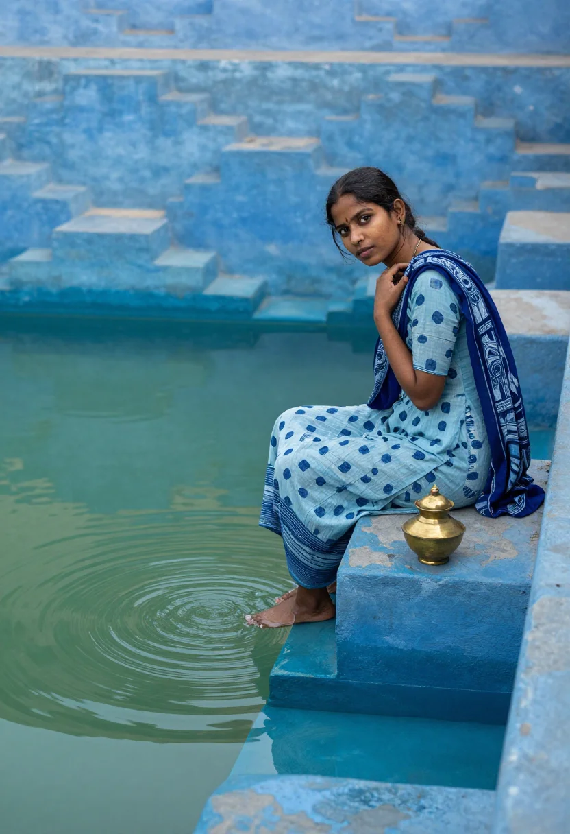 AI jodhpur blue sample — portrait of a woman, full-length portrait of a North Indian