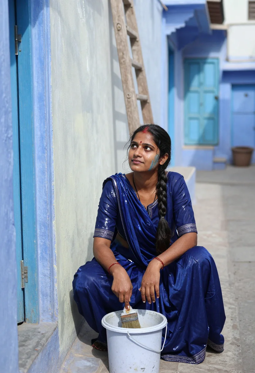 AI jodhpur blue sample — portrait of a woman, half-length portrait of a North Indian