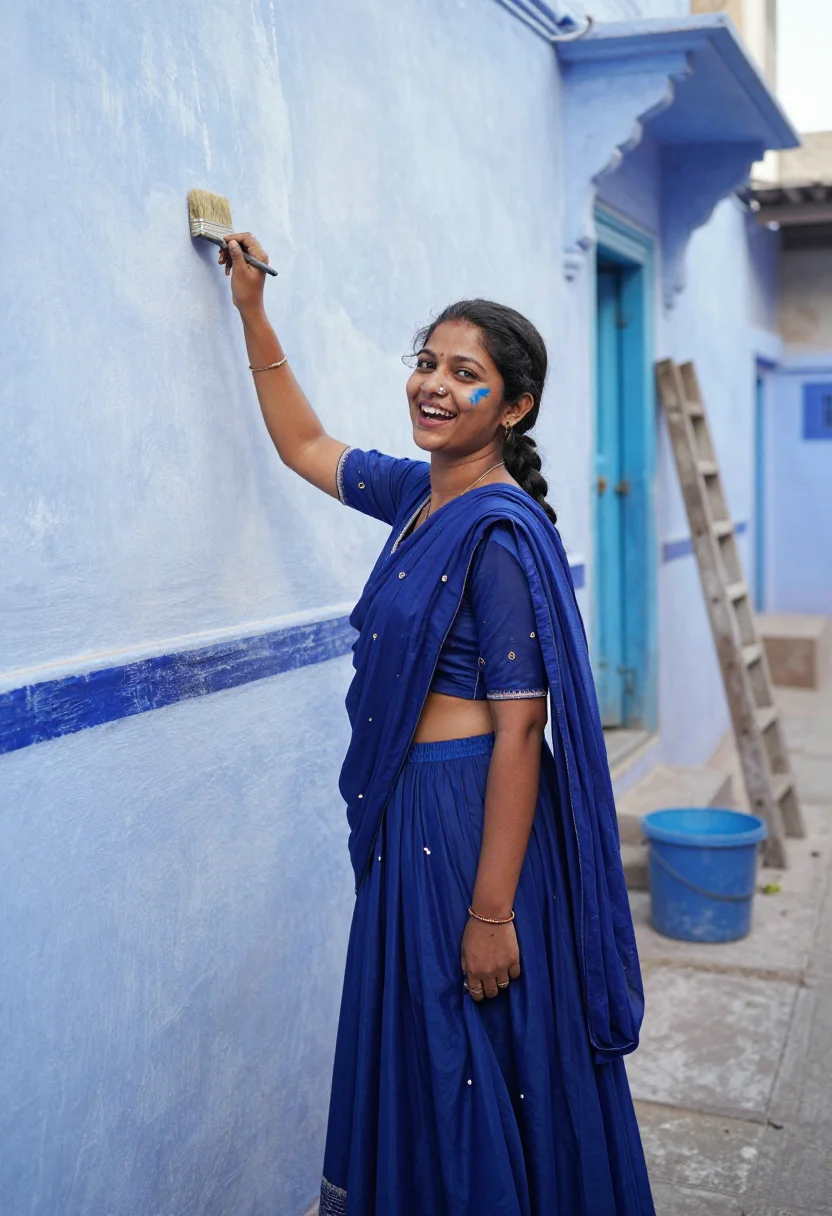 AI jodhpur blue sample — portrait of a woman, three-quarter-length portrait of a Nort