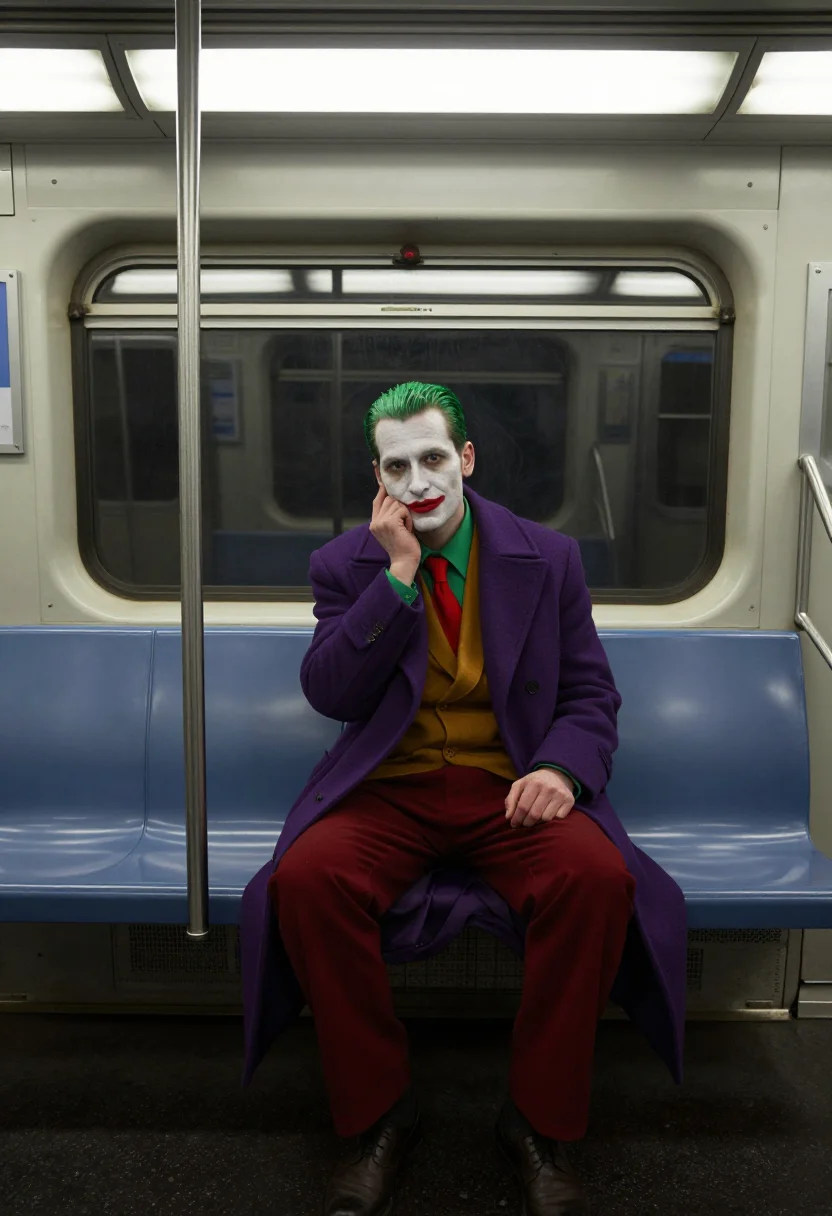 AI joker stairs sample — portrait of a man, close portrait of a Western-European man