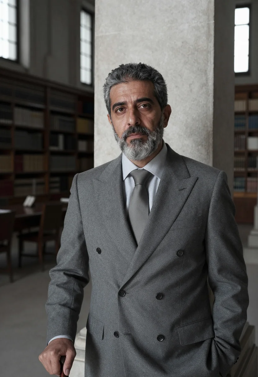 AI jorge luis borges buenos aires biblioteca nacional april grey sample — portrait of a man, an Argentine man of Lebanese descent in h