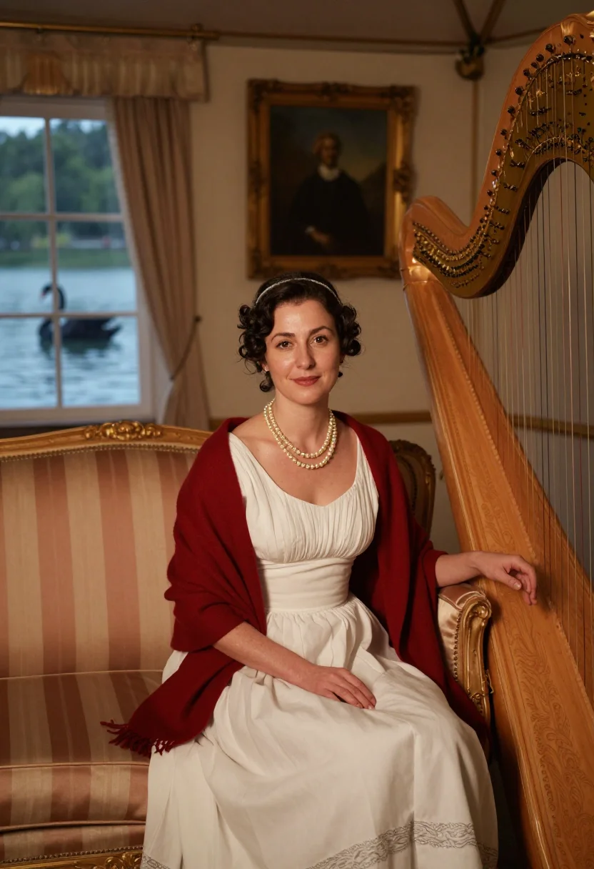 AI josephine malmaison sample — portrait of a woman, in her late thirties with warm ivory sk