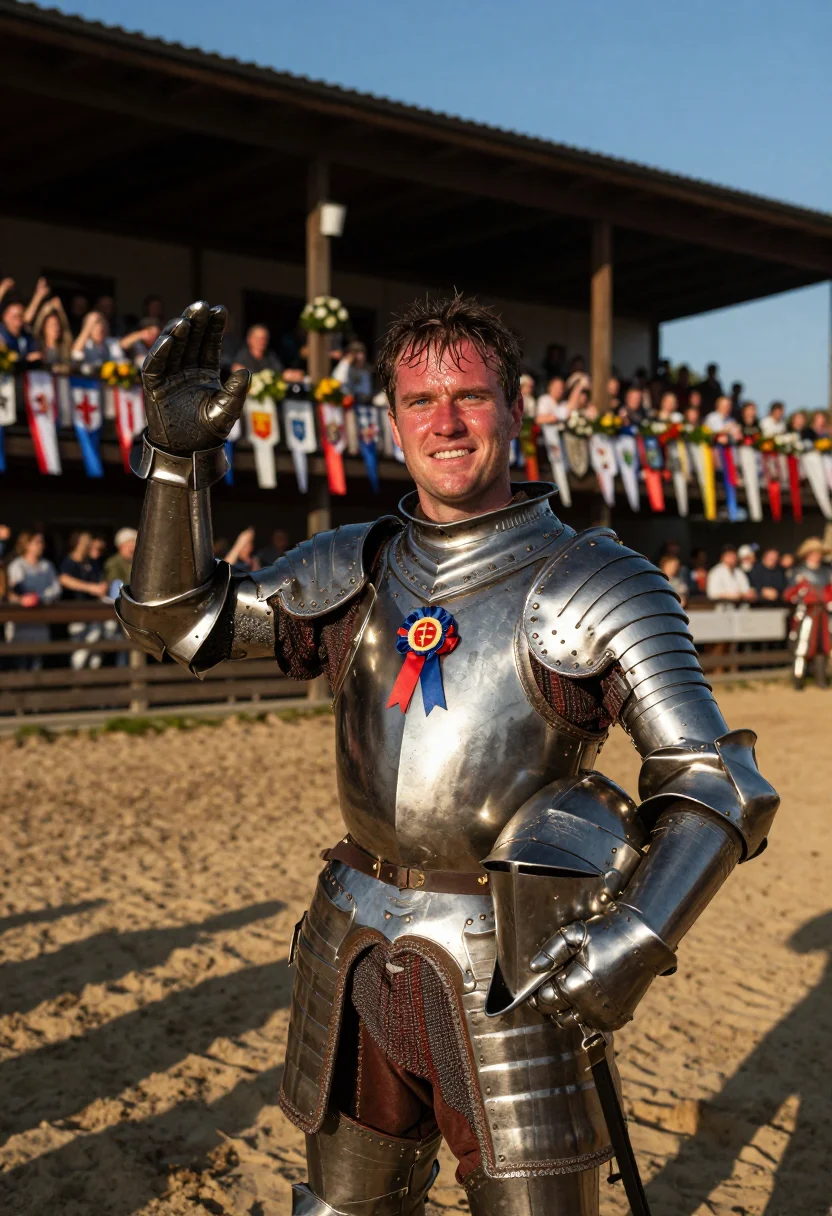 AI joust sample — portrait of a man, waist-up portrait of a Western-European m