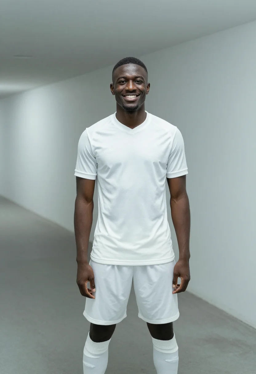 AI jude bellingham bernabeu white sample — portrait of a man, a French-Senegalese man in his early twen