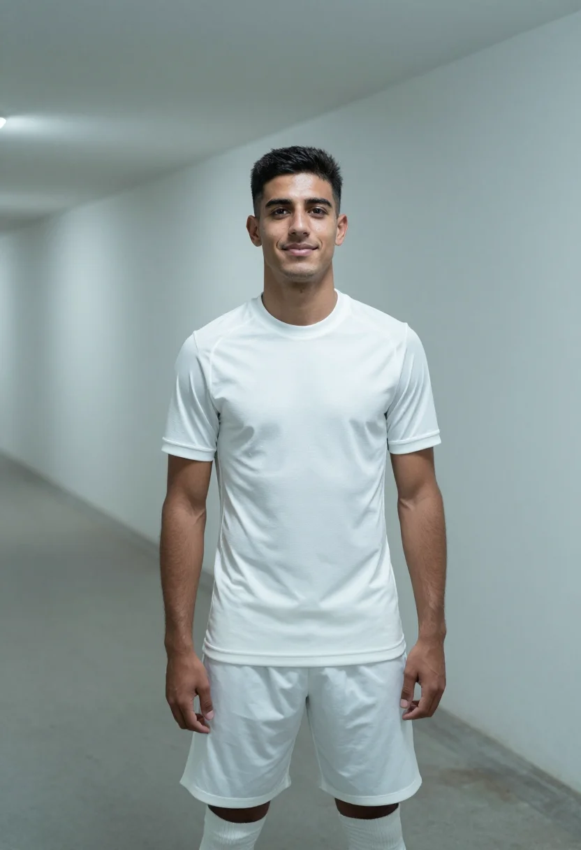 AI jude bellingham bernabeu white sample — portrait of a man, a Spanish man in his mid-twenties with ol