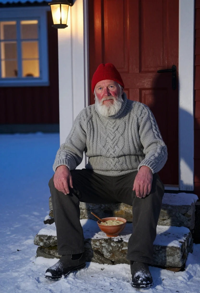 AI jul tomte sample — portrait of a man, three-quarter-length portrait of a Scandi