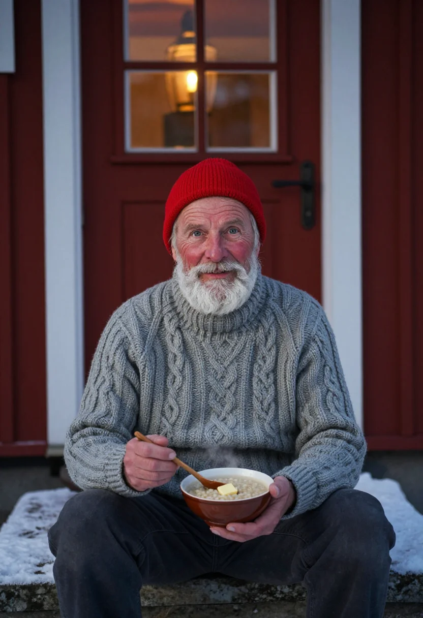 AI jul tomte sample — portrait of a man, chest-up portrait of a Scandinavian man i