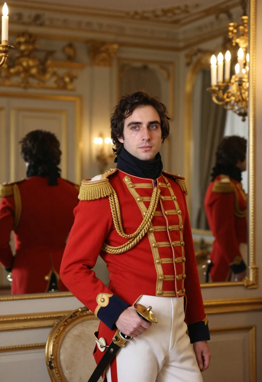 AI julien sorel sample — portrait of a man, three-quarter-length portrait of a man of