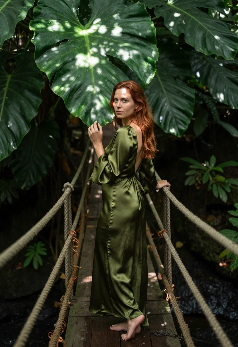 AI jungle waterfall sample — portrait of a woman, half-length portrait of a Western-Europ