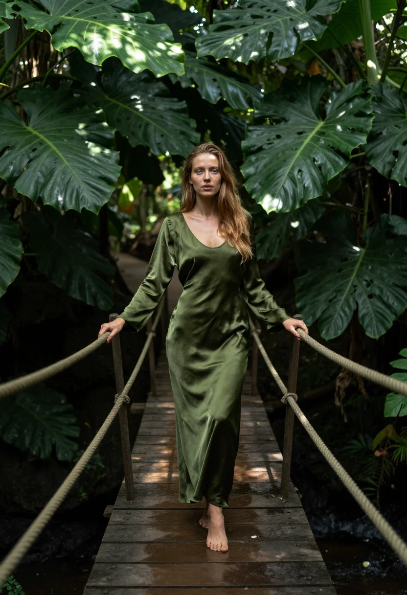 AI jungle waterfall sample — portrait of a woman, full-length portrait of a Western-Europ