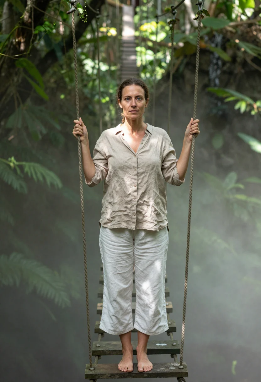 AI jungle sample — three-quarter-length portrait of a Western European woman wi
