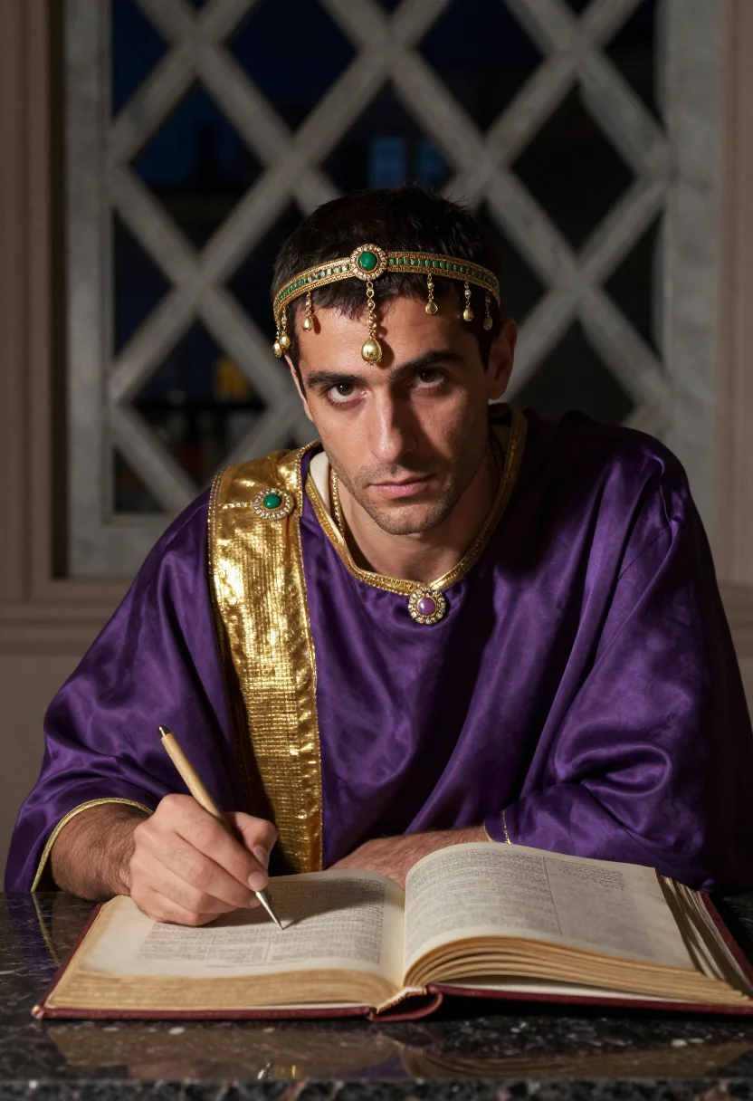 AI justinian sample — portrait of a man, close portrait of a Western-European man
