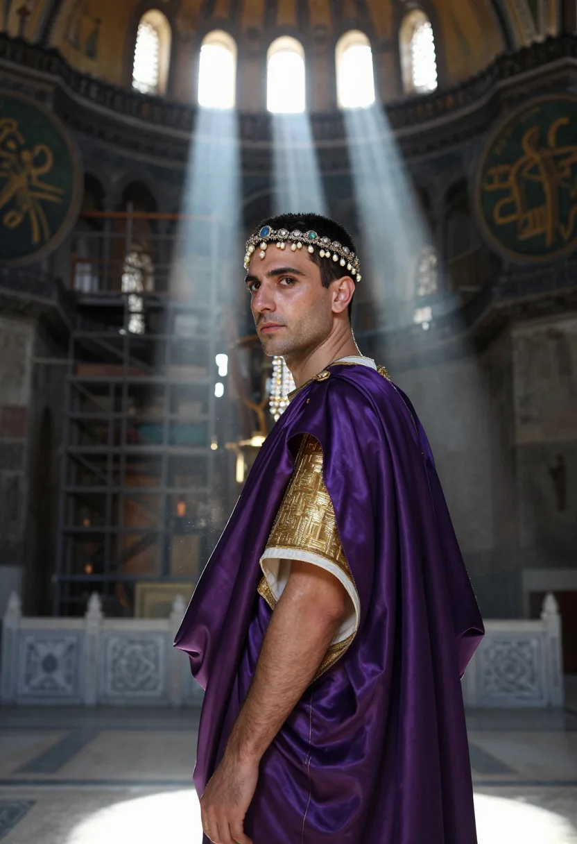 AI justinian sample — portrait of a man, three-quarter-length portrait of a Wester