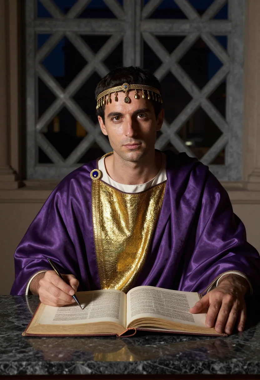 AI justinian sample — portrait of a man, half-length portrait of a Western-Europea