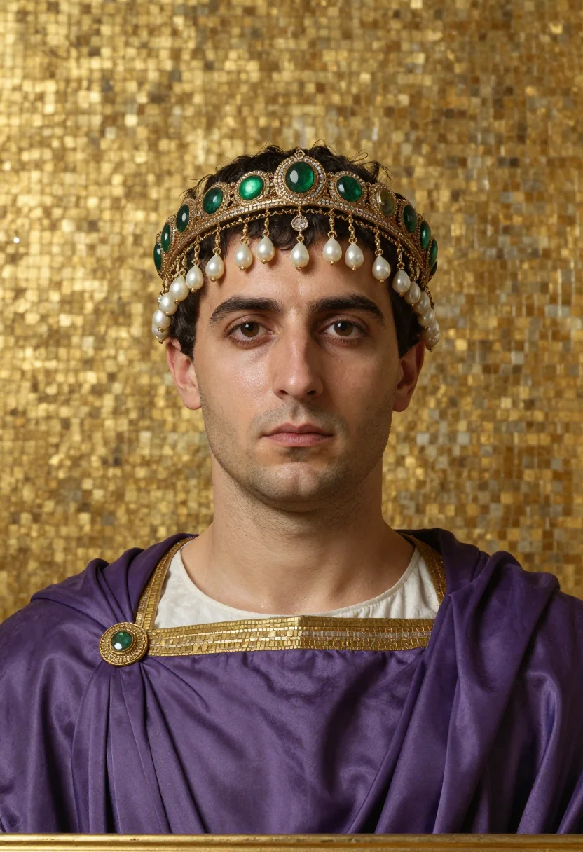 AI justinian sample — portrait of a man, close head-and-shoulders portrait of a We