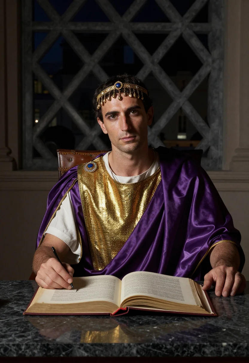 AI justinian sample — portrait of a man, three-quarter-length portrait of a Wester