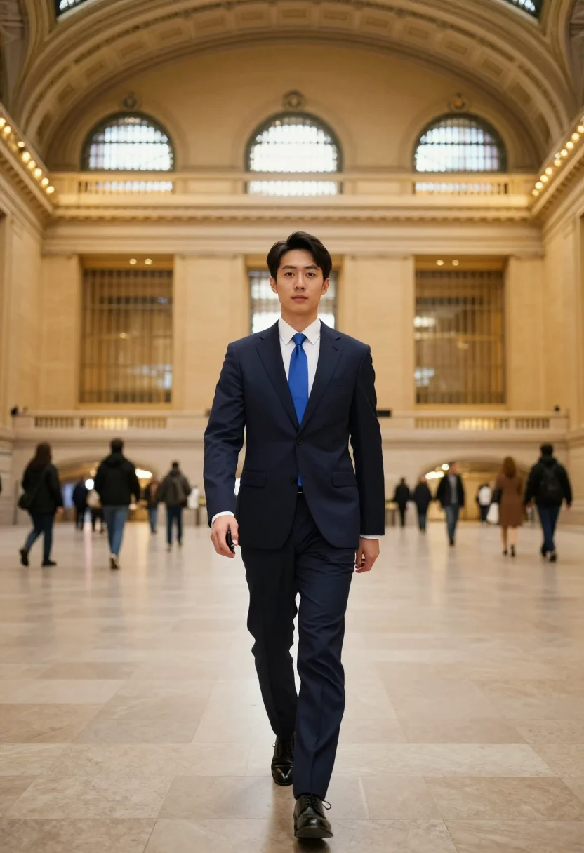 AI k street sample — portrait of a man, full-length portrait of an East-Asian man