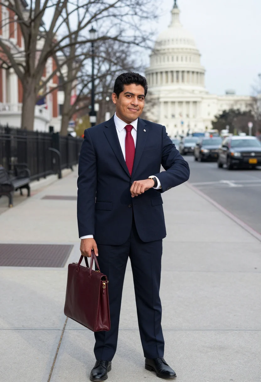 AI k street sample — portrait of a man, waist-up portrait of a Latino man in his