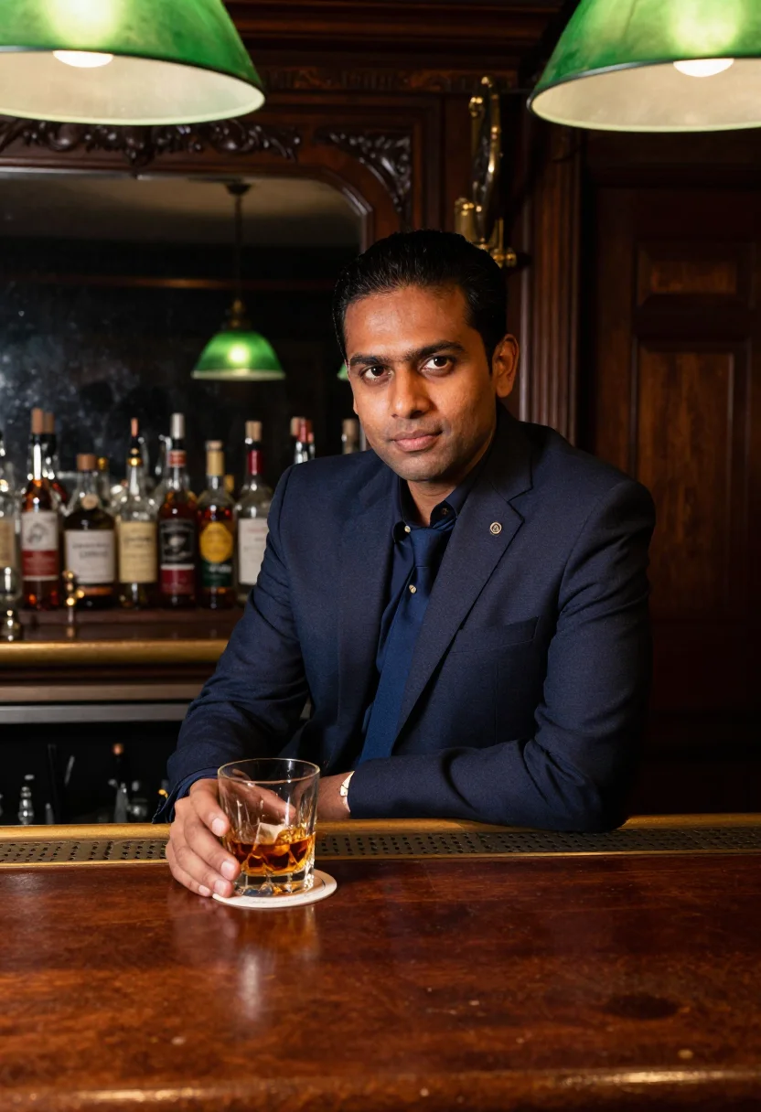 AI k street sample — portrait of a man, waist-up portrait of a South-Asian man in