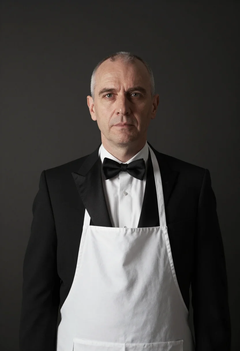 AI kaffeehaus ober sample — portrait of a man, a tight head-and-shoulders portrait of a