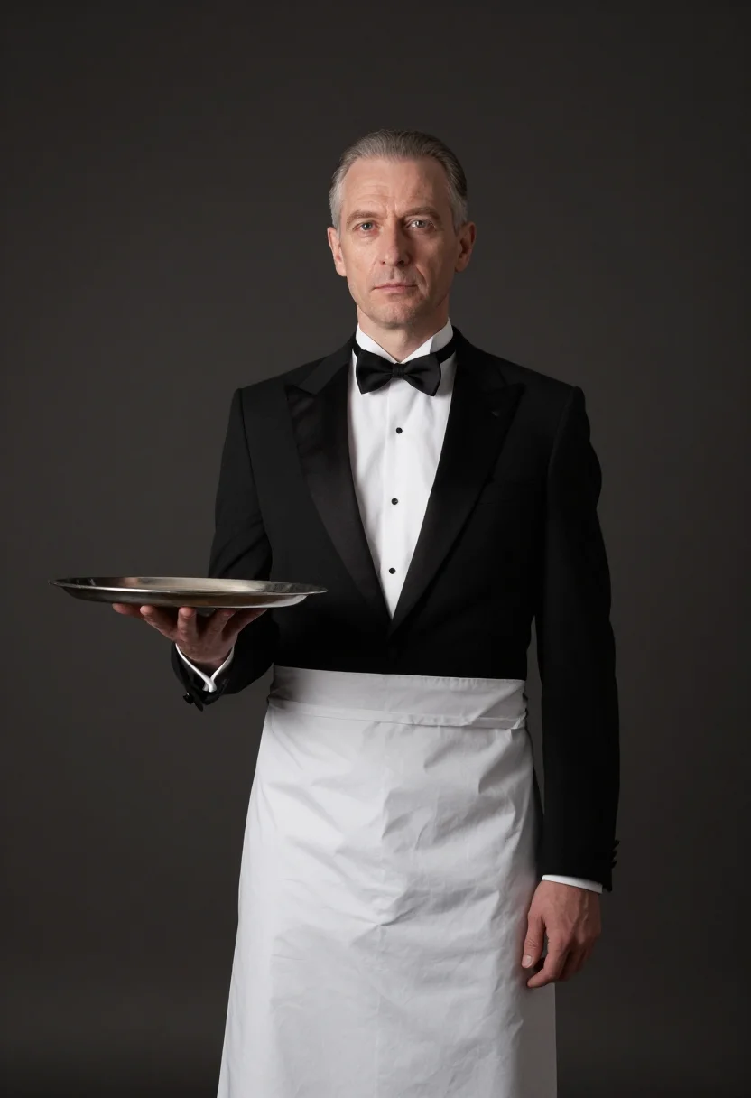 AI kaffeehaus ober sample — portrait of a man, a chest-up portrait of a Central-European