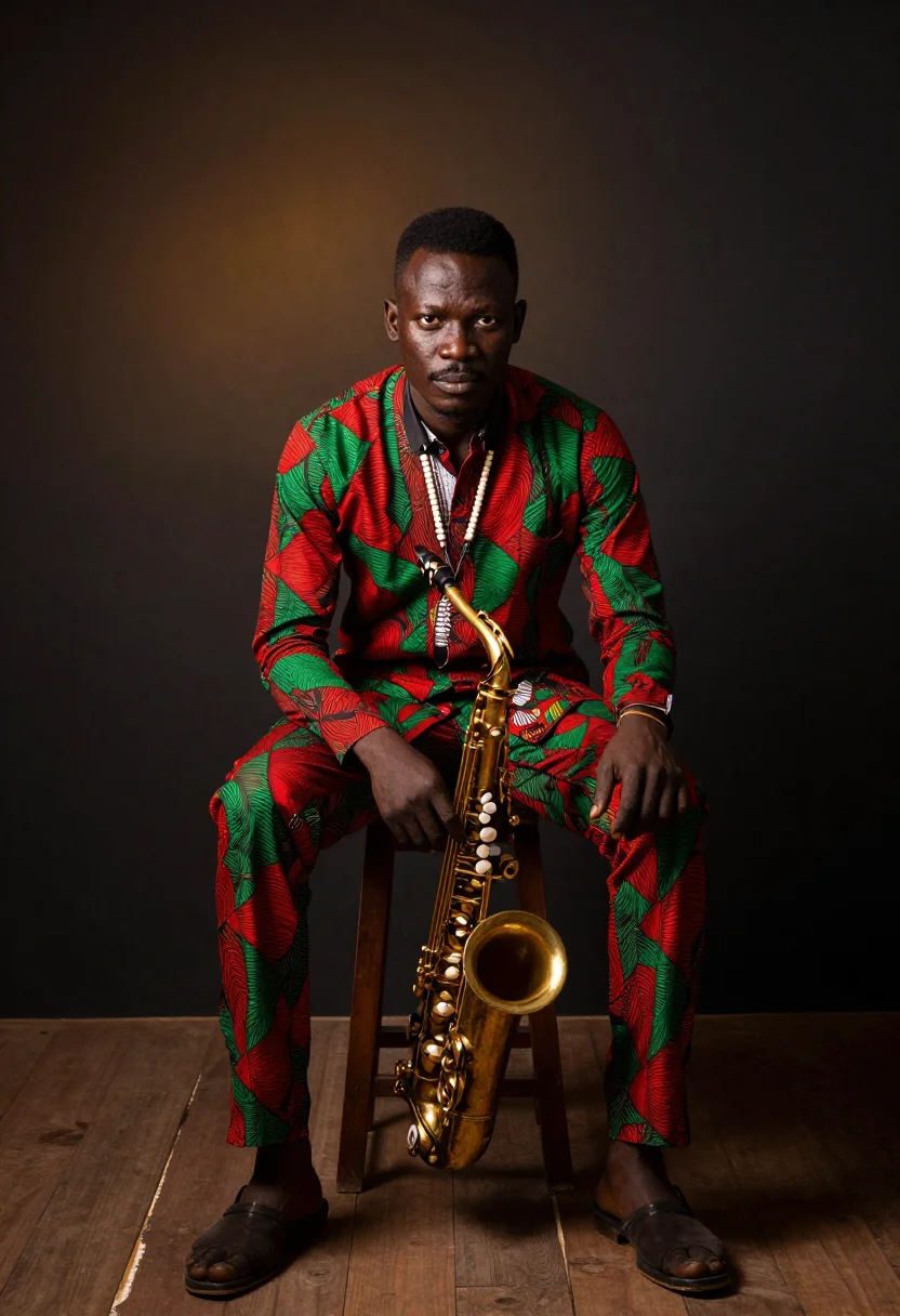 AI kalakuta sample — portrait of a man, full-length seated portrait of a Nigerian