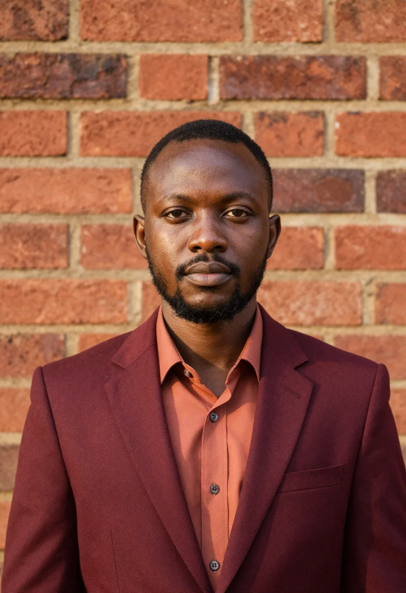 AI kampala lawyer red hill colonial sample — portrait of a man, a lawyer in his early forties of Baganda