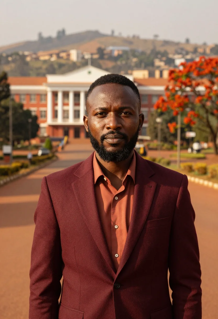 AI kampala lawyer red hill colonial sample — portrait of a man, a lawyer in his late thirties of Basoga a