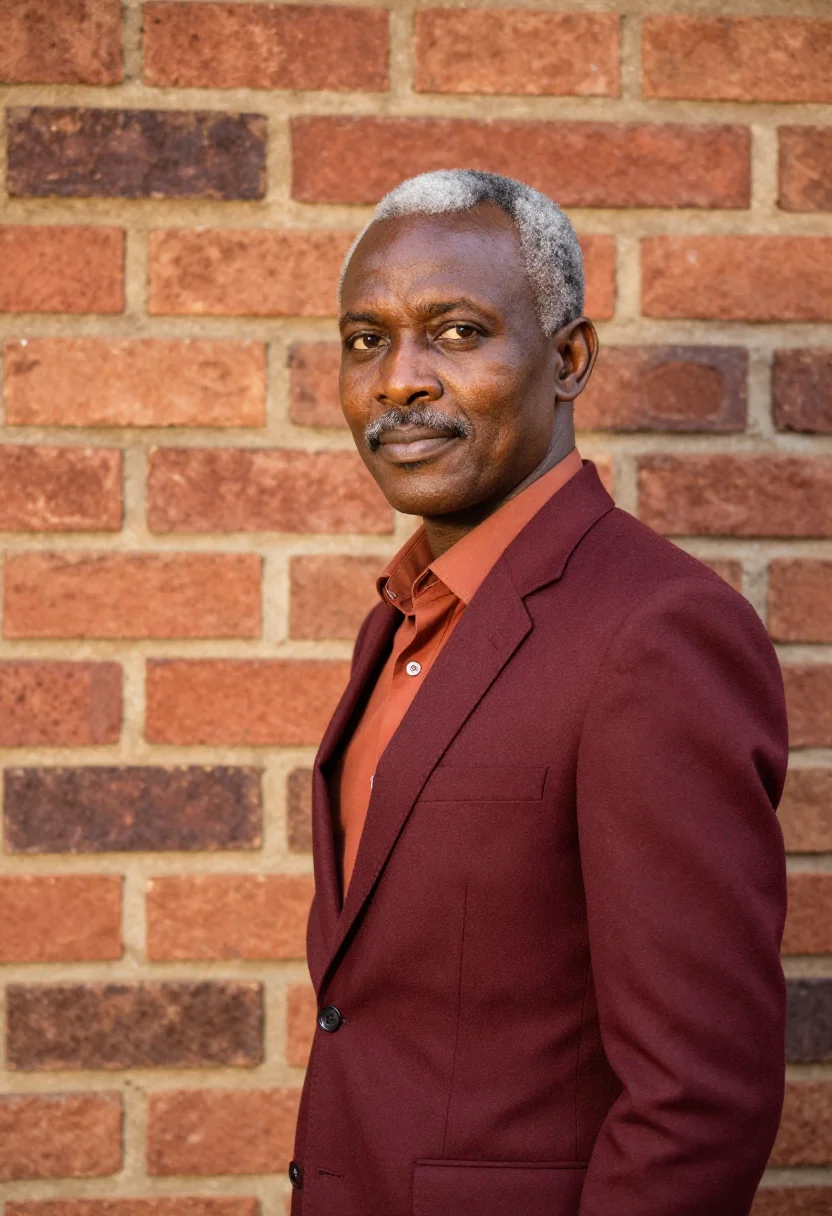 AI kampala lawyer red hill colonial sample — portrait of a man, a lawyer in his late fifties of Ugandan I