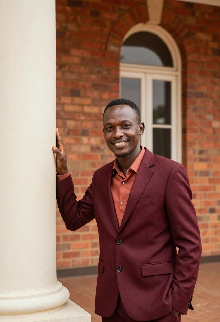 AI kampala lawyer red hill colonial sample — portrait of a man, a lawyer in his early thirties of Kenyan