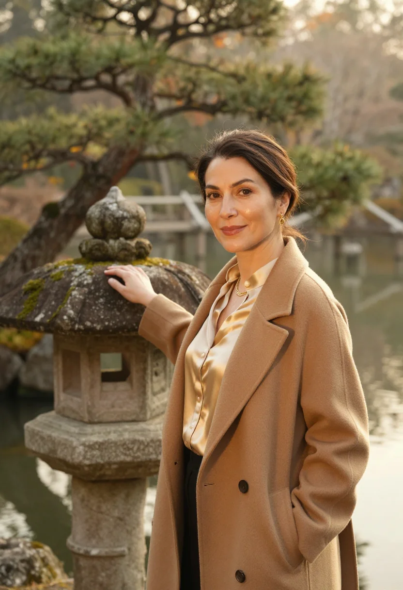 AI kanazawa jeweller gold leaf garden sample — portrait of a woman, a jeweller in her forties of Italian an