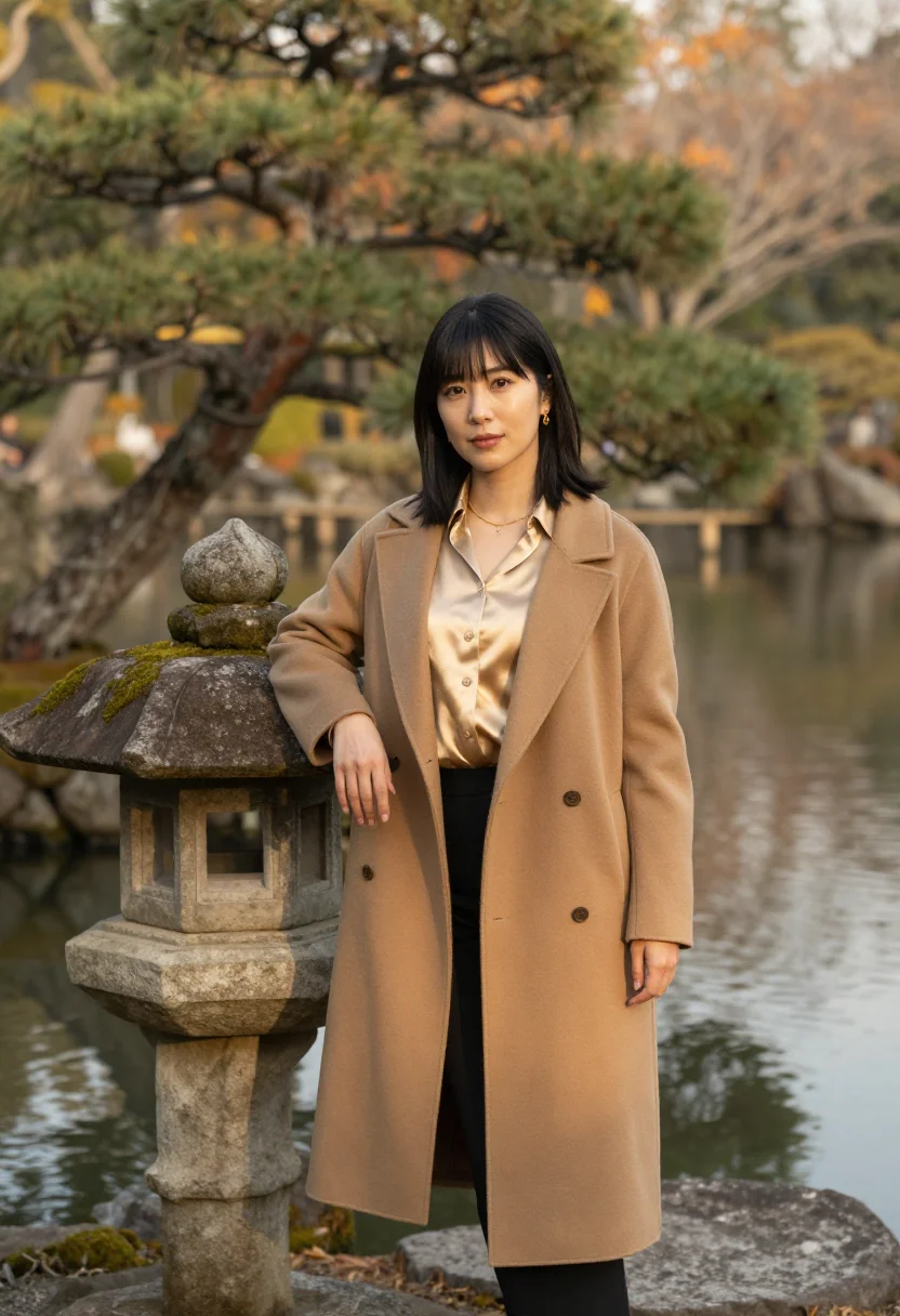 AI kanazawa jeweller gold leaf garden sample — portrait of a woman, a jeweller in her late twenties of Japa
