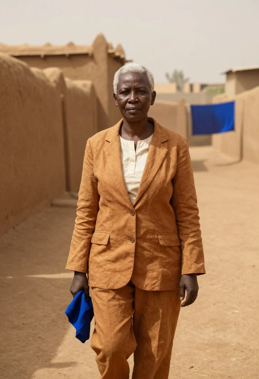 AI kano conservator mud city ochre indigo sample — portrait of a woman, a conservator, a Nigerian woman in her