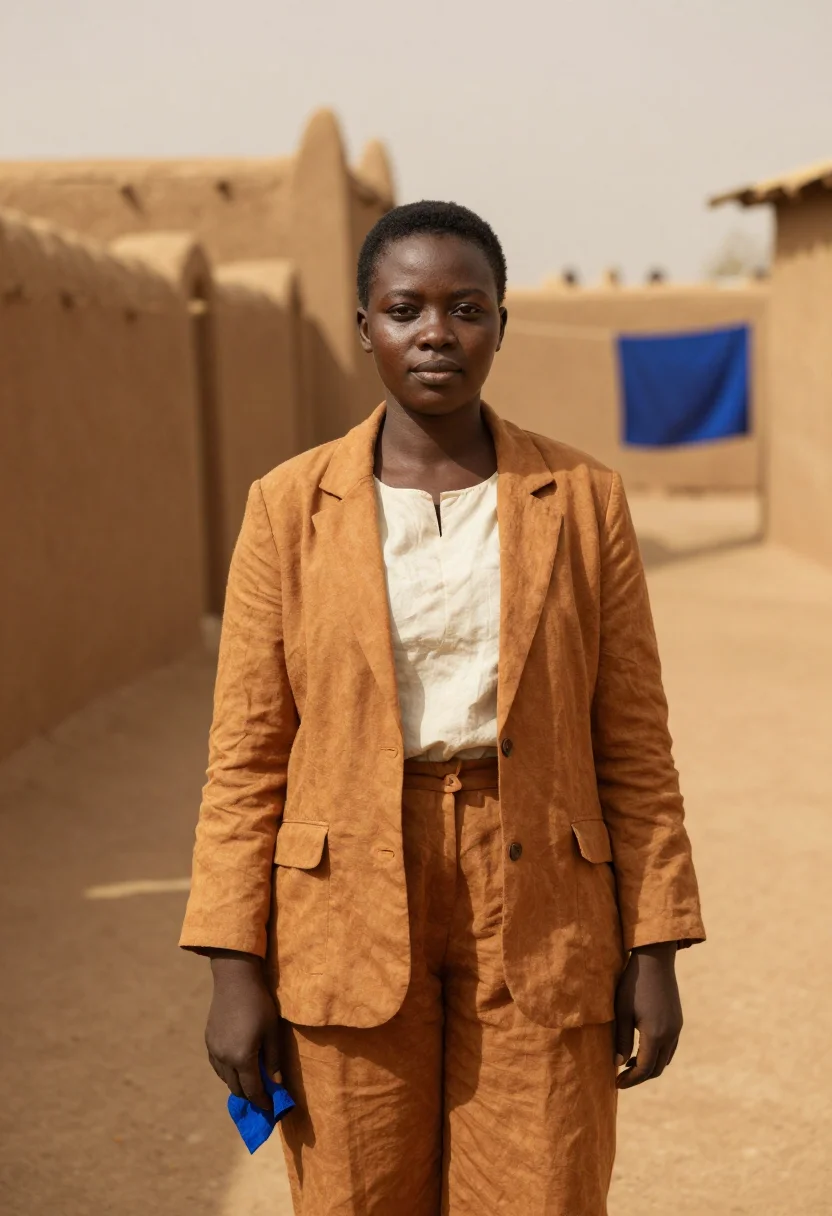 AI kano conservator mud city ochre indigo sample — portrait of a woman, a conservator, a Yoruba woman in her mi