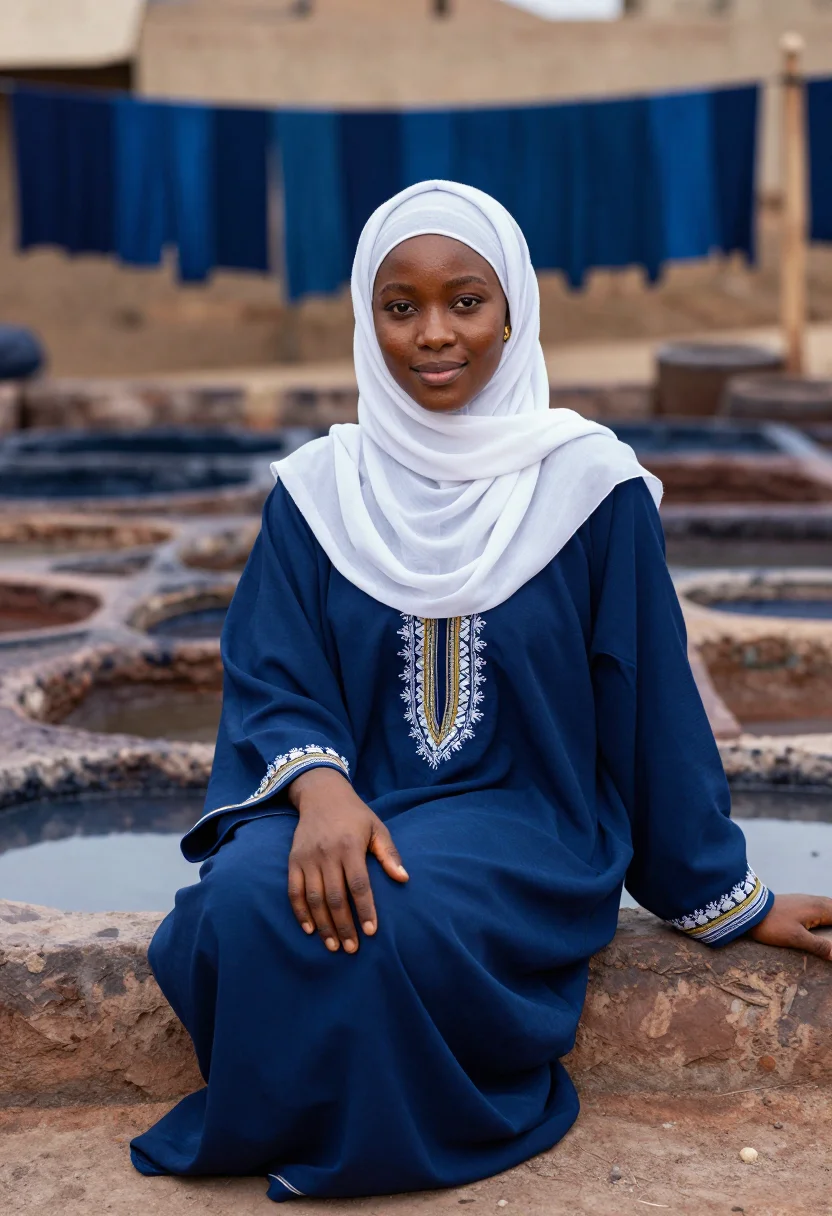 AI kano hijab sample — portrait of a woman, half-length seated portrait of a Hausa