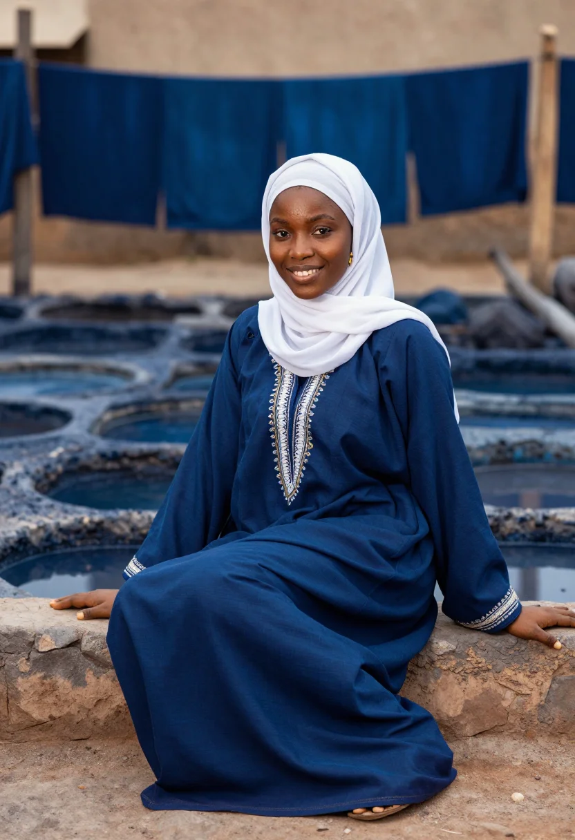 AI kano hijab sample — portrait of a woman, full-length seated portrait of a Hausa