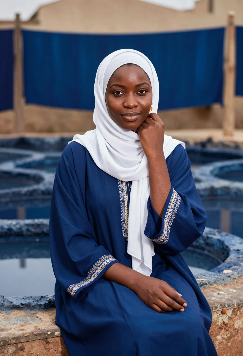 AI kano hijab sample — portrait of a woman, waist-up seated portrait of a Hausa wom